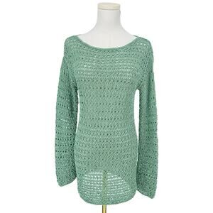 Y2K Vintage Coastal Boho Mint Green Crochet Tunic Open Knit Mid-Length Fits S-M